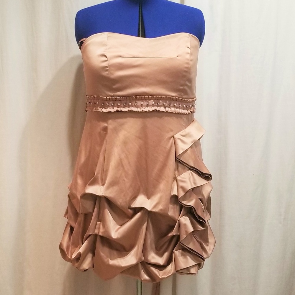Torrid champagne strapless ruffle dress